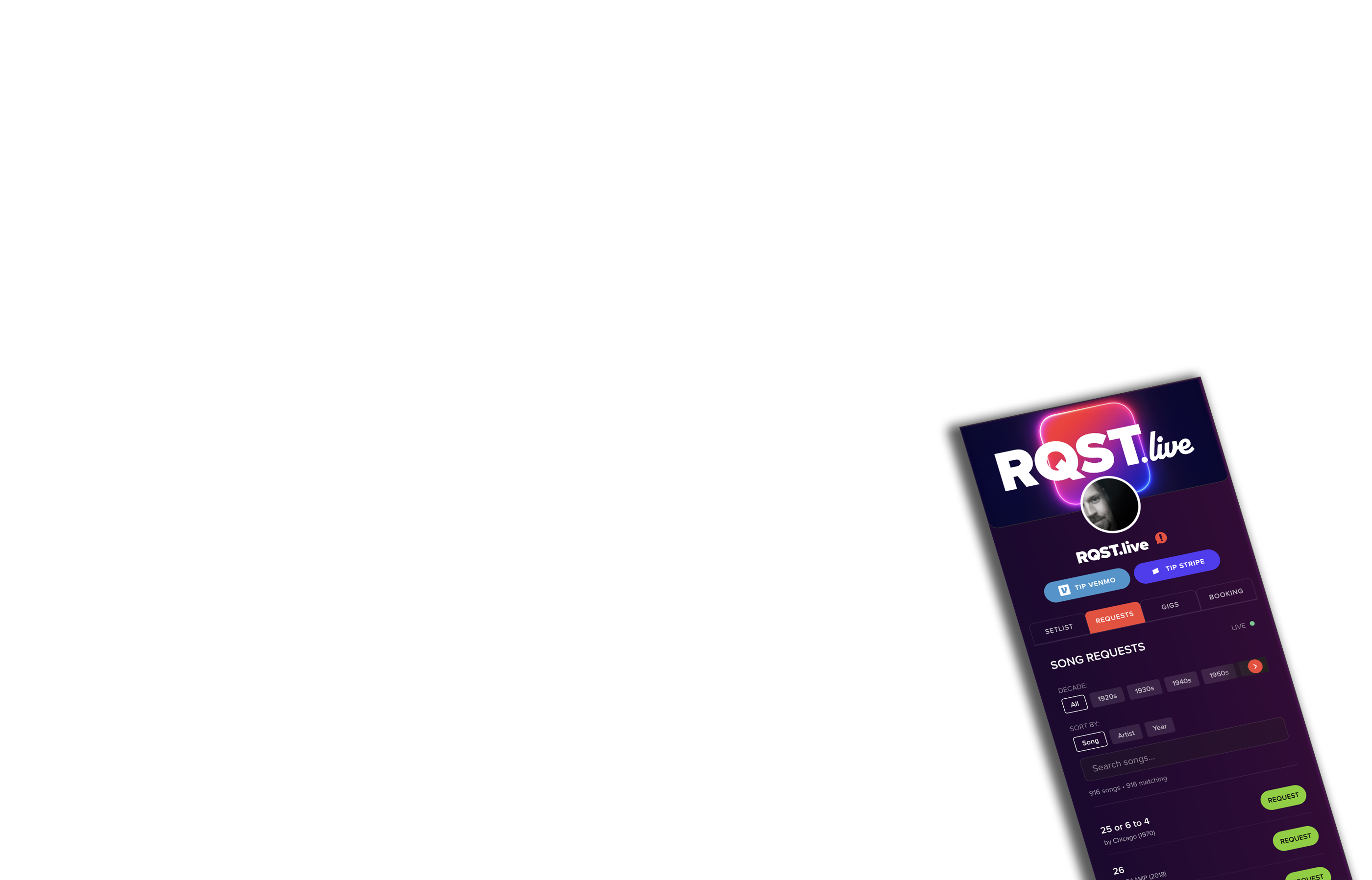 RQST.live mobile song requests