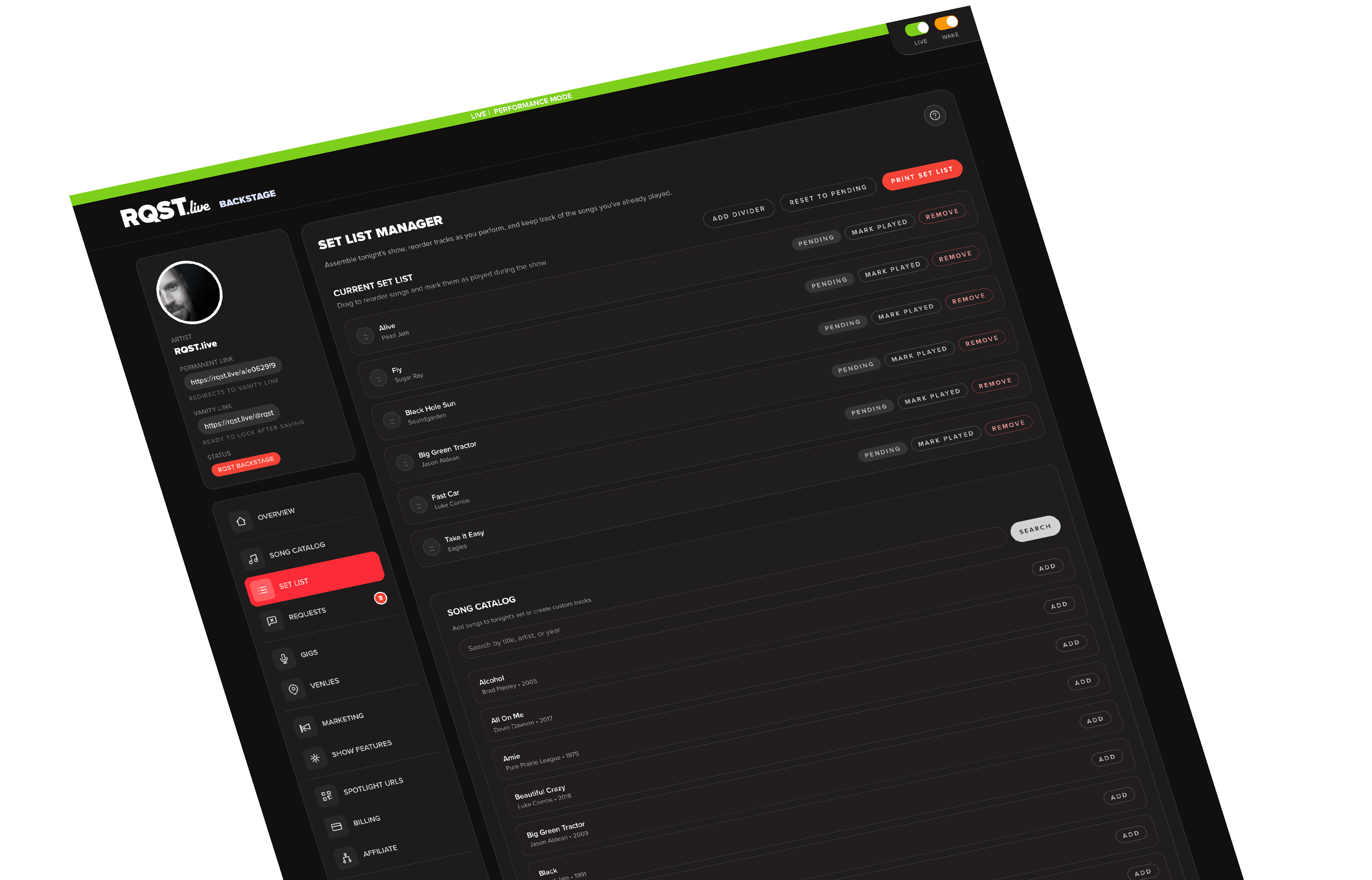 RQST setlist interface layer 2